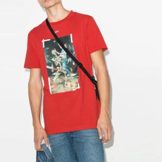 SS21 Camiseta de cuello redondo, pantalones cortos y corte holgado con estampado, color rojo
