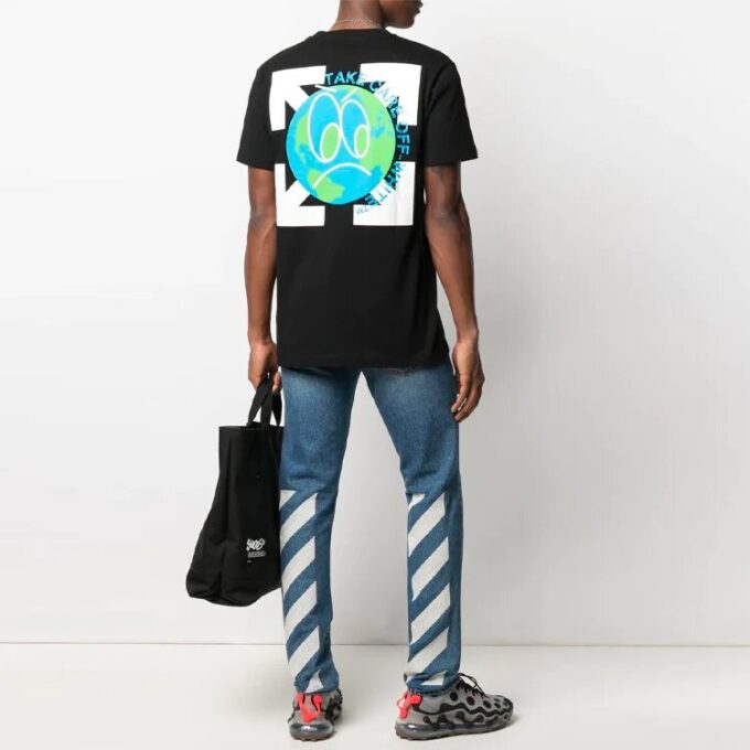 SS21 Camiseta de manga corta con cuello redondo y estampado de Arrows, versión estándar, negro