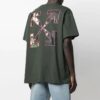 SS21 Camiseta de manga corta con estampado de flecha, corte holgado, color negro