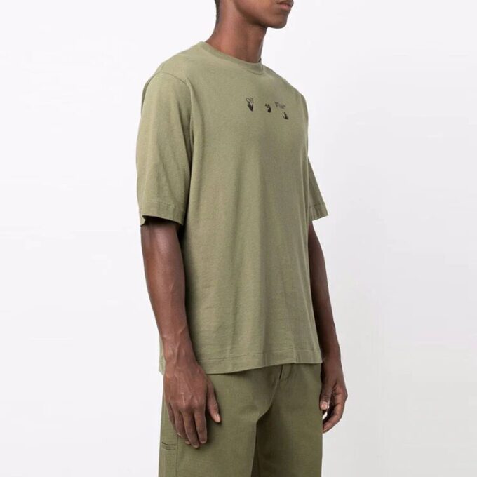 SS21 Camiseta de manga corta con estampado de flecha y logotipo, versión estándar, verde
