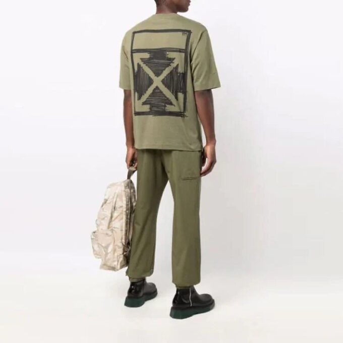 SS21 Camiseta de manga corta con estampado de flecha y logotipo, versión estándar, verde