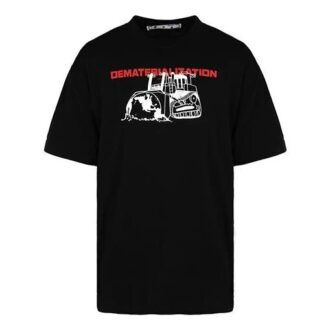 SS21 Camiseta de manga corta con estampado de letras, corte holgado, negro
