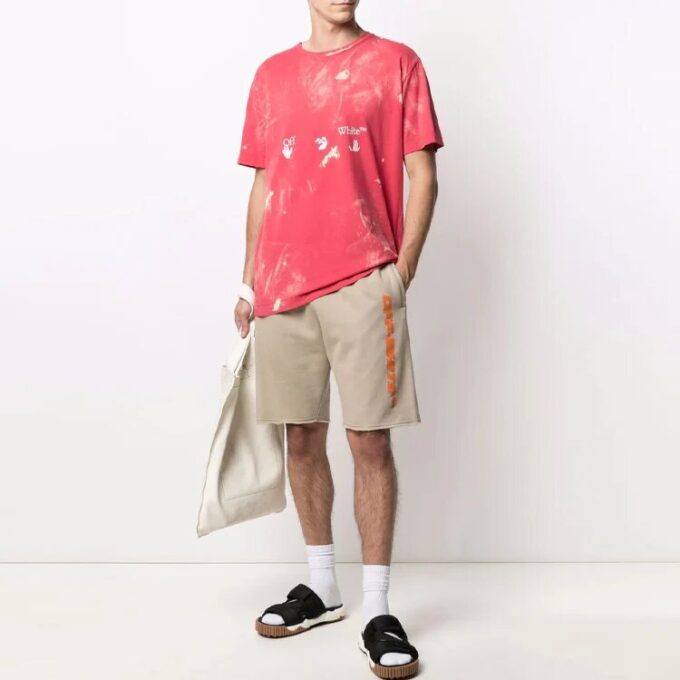 SS21 Camiseta de manga corta con logo estampado, corte holgado, color rojo