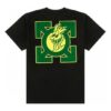 SS21 Camiseta de manga corta holgada con dibujo de flecha verde, color negro