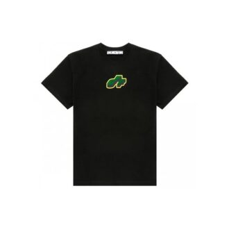 SS21 Camiseta de manga corta holgada con dibujo de flecha verde, color negro
