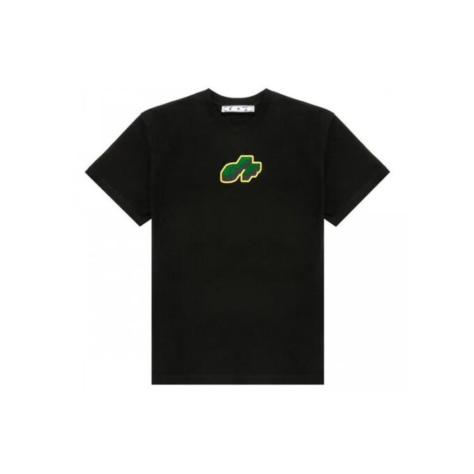 SS21 Camiseta de manga corta holgada con dibujo de flecha verde, color negro