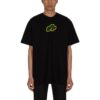 SS21 Camiseta de manga corta holgada con dibujo de flecha verde, color negro