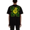SS21 Camiseta de manga corta holgada con dibujo de flecha verde, color negro