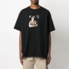 SS21 Camiseta de manga corta holgada con estampado de dibujos animados, color negro