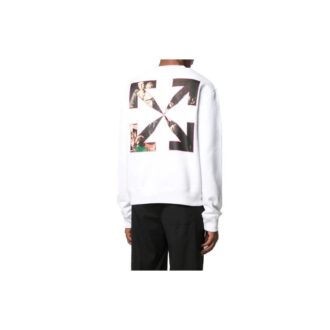 SS21 Camiseta de manga larga con cuello redondo y estampado clásico, versión estándar, color blanco