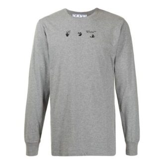 SS21 Camiseta de manga larga con cuello redondo y estampado de flechas, versión estándar, gris SS21 Camiseta de manga larga con cuello redondo y estampado de flechas, versión estándar, gris