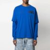 SS21 Camiseta de manga larga con estampado de logotipo, versión estándar, azul