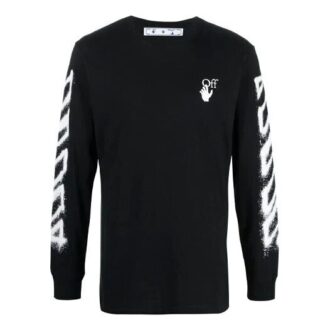 SS21 Camiseta de manga larga con flecha, corte ajustado, color negro