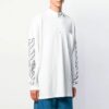 SS21 Camiseta de manga larga con logo de flecha, media cremallera y corte holgado, color blanco