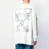 SS21 Camiseta de manga larga con logo de flecha, media cremallera y corte holgado, color blanco
