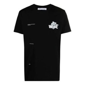 SS21 Camiseta de pantalones cortos con cuello redondo y estampado del logotipo «Adam Is Eve», versión estándar, negro
