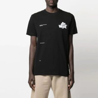 SS21 Camiseta de pantalones cortos con cuello redondo y estampado del logotipo «Adam Is Eve», versión estándar, negro