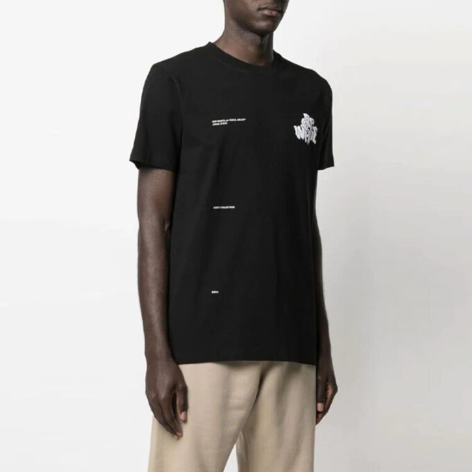 SS21 Camiseta de pantalones cortos con cuello redondo y estampado del logotipo «Adam Is Eve», versión estándar, negro