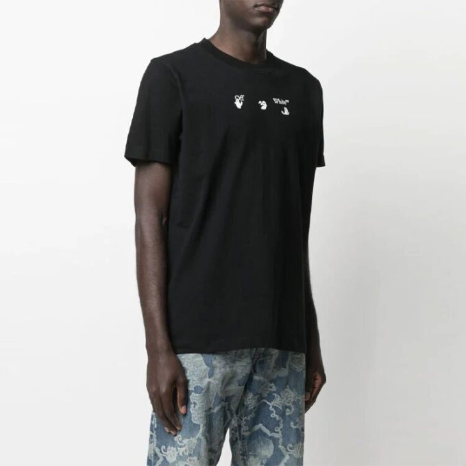 SS21 Camiseta de pantalones cortos con cuello redondo y estampado del logotipo en la espalda, versión básica, negro