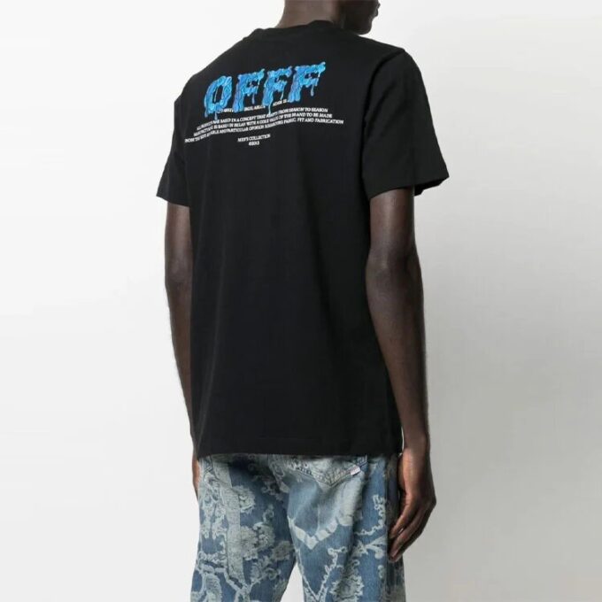 SS21 Camiseta de pantalones cortos con cuello redondo y estampado del logotipo en la espalda, versión básica, negro