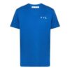 SS21 Camiseta de pantalones cortos con cuello redondo y logo en el pecho, versión estándar, azul