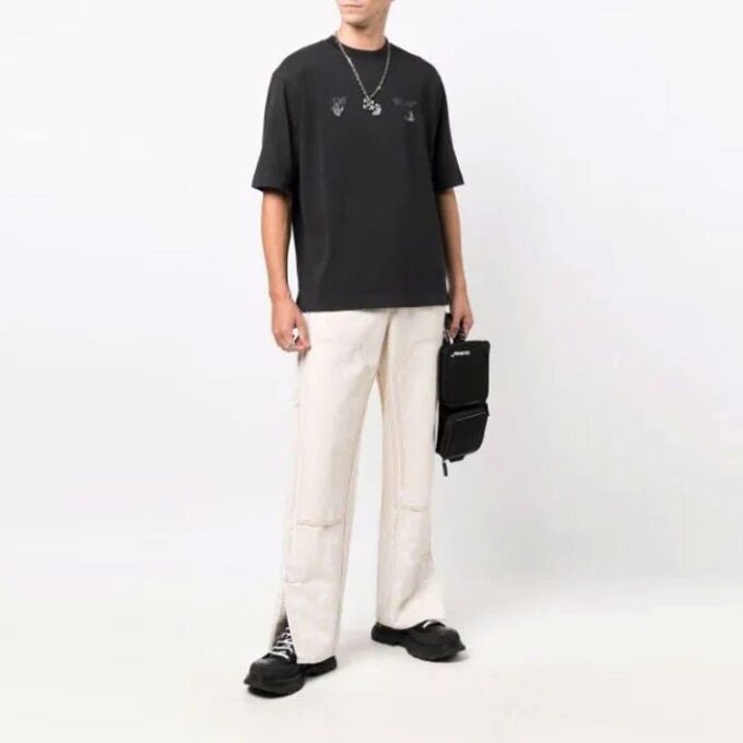 SS21 Camiseta de pantalones cortos con logo de manos, versión estándar, negro