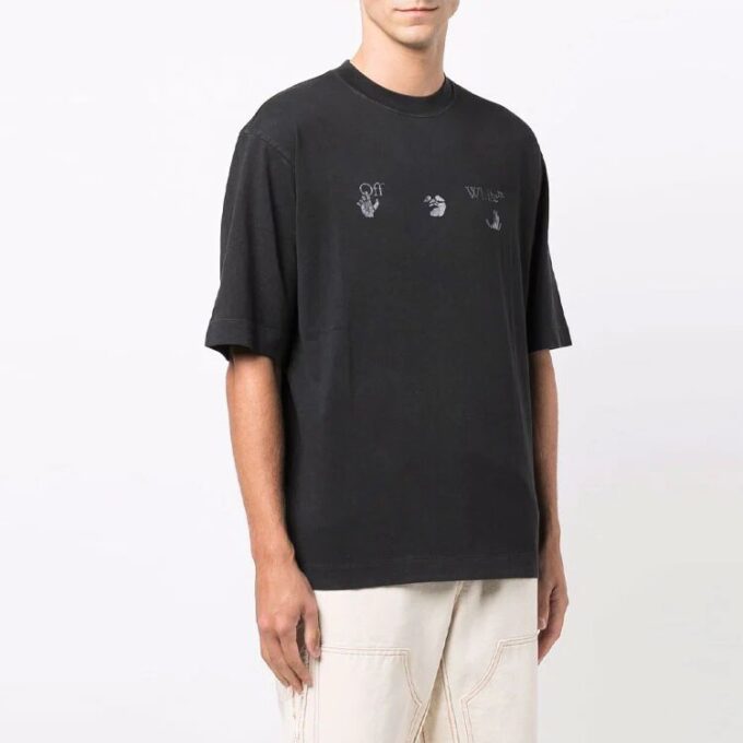 SS21 Camiseta de pantalones cortos con logo de manos, versión estándar, negro