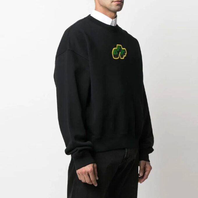 SS21 Camiseta deportiva de manga larga con estampado de Arrows, corte holgado, negro