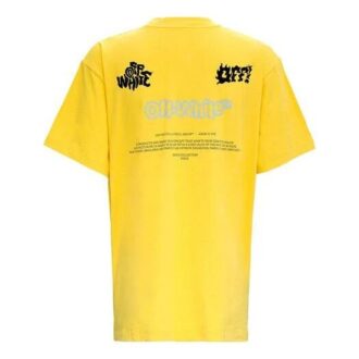 SS21 Camiseta informal de cuello redondo, manga corta y corte holgado con estampado de logotipo, color amarillo