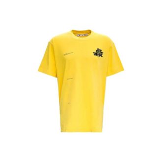SS21 Camiseta informal de cuello redondo, manga corta y corte holgado con estampado de logotipo, color amarillo