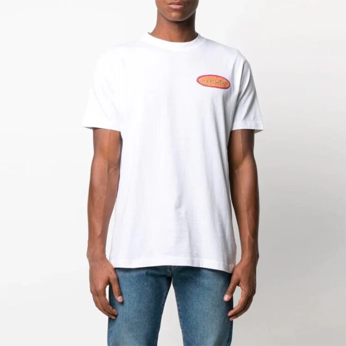 SS21 Con estampado de letras, holgado, cuello redondo y pantalones cortos, versión en blanco