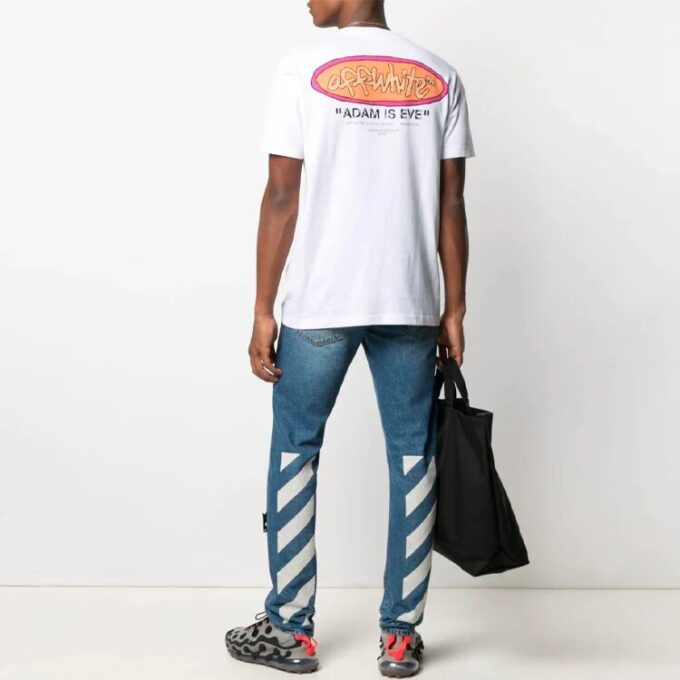 SS21 Con estampado de letras, holgado, cuello redondo y pantalones cortos, versión en blanco