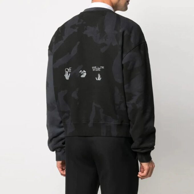 SS21 Cuello redondo con estampado de camuflaje y logotipo, negro