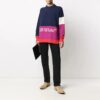 SS21 Cuello redondo con logo en bloques de color y manga larga Azul