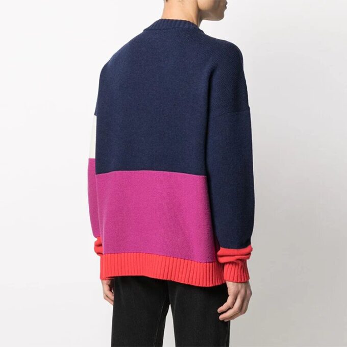 SS21 Cuello redondo con logo en bloques de color y manga larga Azul