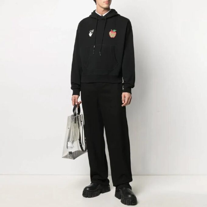 SS21 Estampado, con capucha, manga larga, corte holgado, negro