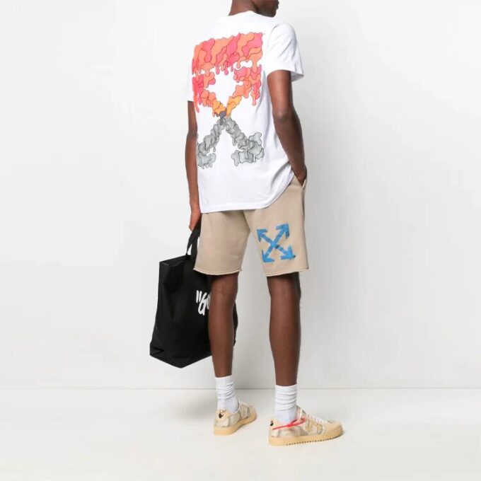 SS21 Estampado, cuello redondo, pantalones cortos, versión estándar, blanco