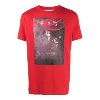 SS21 Estampado de flechas, manga corta, corte holgado, rojo