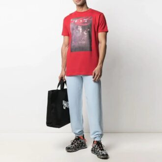 SS21 Estampado de flechas, manga corta, corte holgado, rojo
