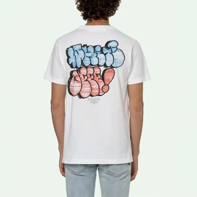 SS21 Estampado de grafitis, pantalones cortos, blanco