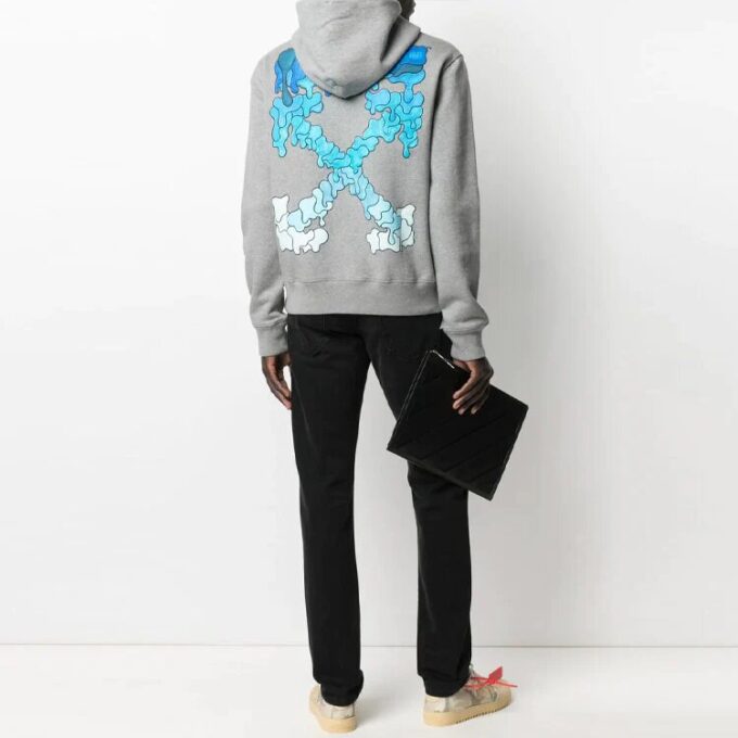 SS21 Estampado de letras y flechas con logotipo, corte holgado, gris