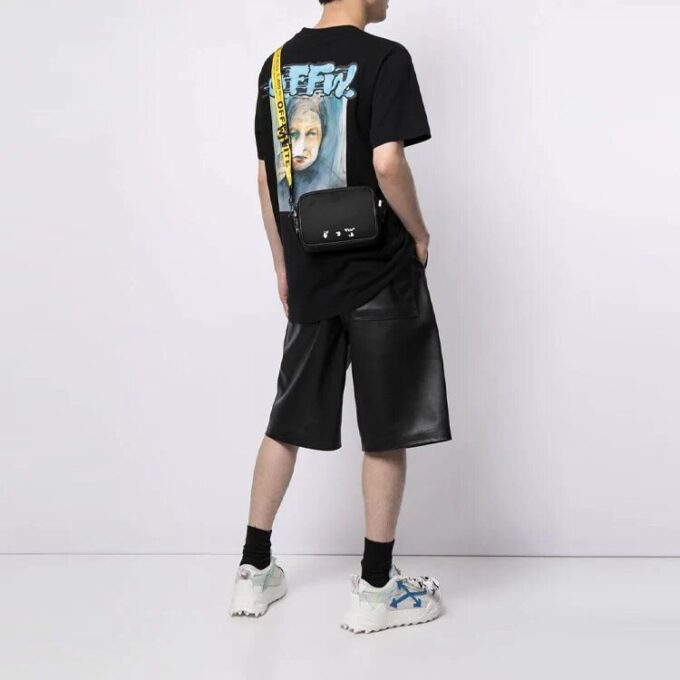 SS21 Estampado de logotipo, pantalones cortos, corte holgado, negro