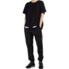 SS21 Estampado de rayas de algodón Cuello redondo Pantalones Cortos Negro