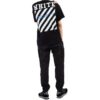 SS21 Estampado de rayas de algodón Cuello redondo Pantalones Cortos Negro