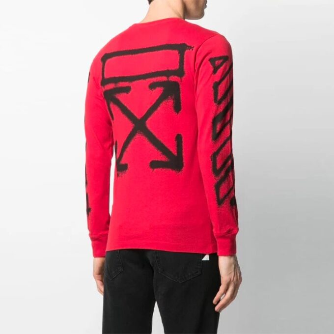 SS21 Estampado geométrico, manga larga, corte ajustado, rojo