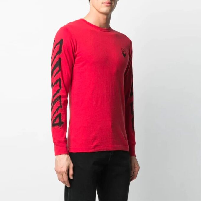 SS21 Estampado geométrico, manga larga, corte ajustado, rojo