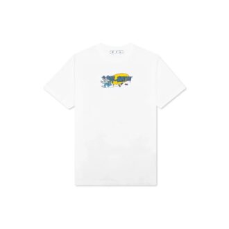 SS21 Jersey de cuello redondo con estampado B-Boy, pantalones cortos, corte ajustado, blanco