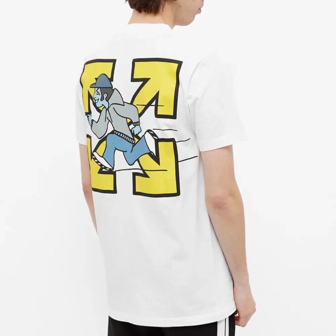 SS21 Jersey de cuello redondo con estampado B-Boy, pantalones cortos, corte ajustado, blanco