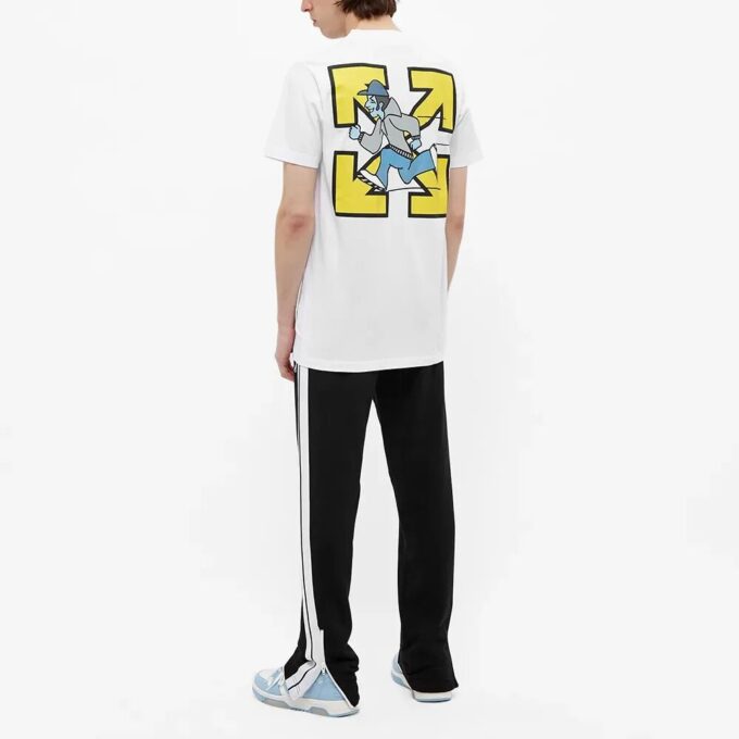 SS21 Jersey de cuello redondo con estampado B-Boy, pantalones cortos, corte ajustado, blanco