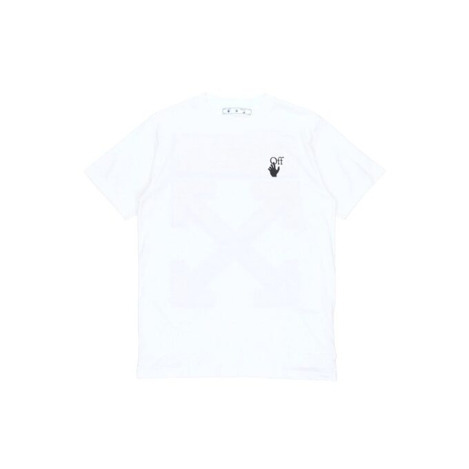 SS21 Jersey de cuello redondo con estampado del logotipo de la flecha hacia atrás, pantalones cortos, blanco
